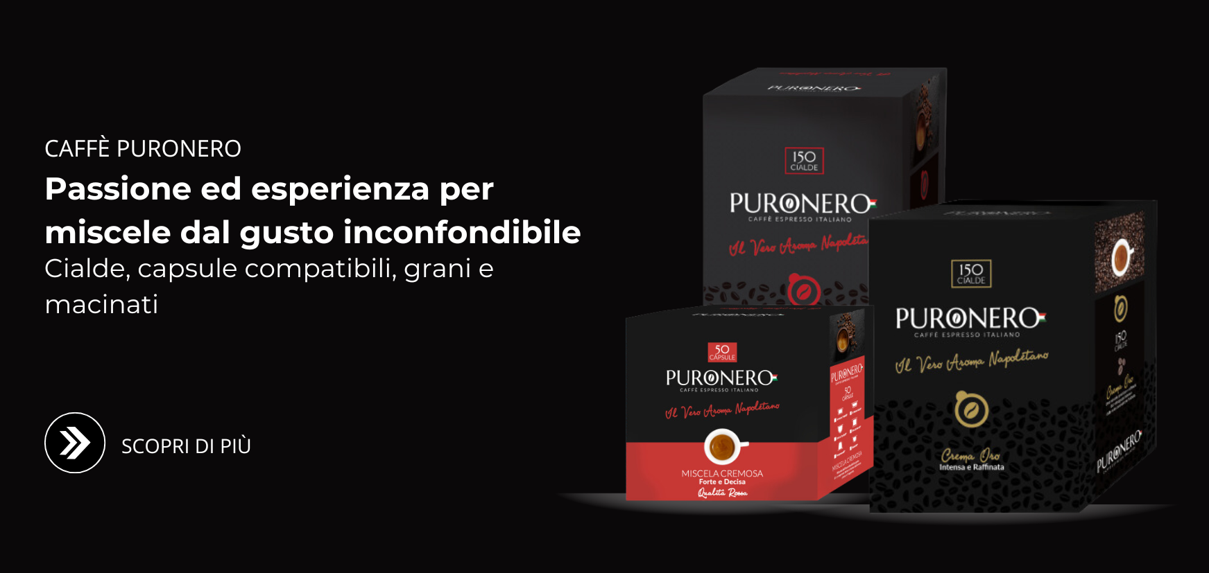 Caffè puronero Cialde, capsule compatibili, grani e macinati